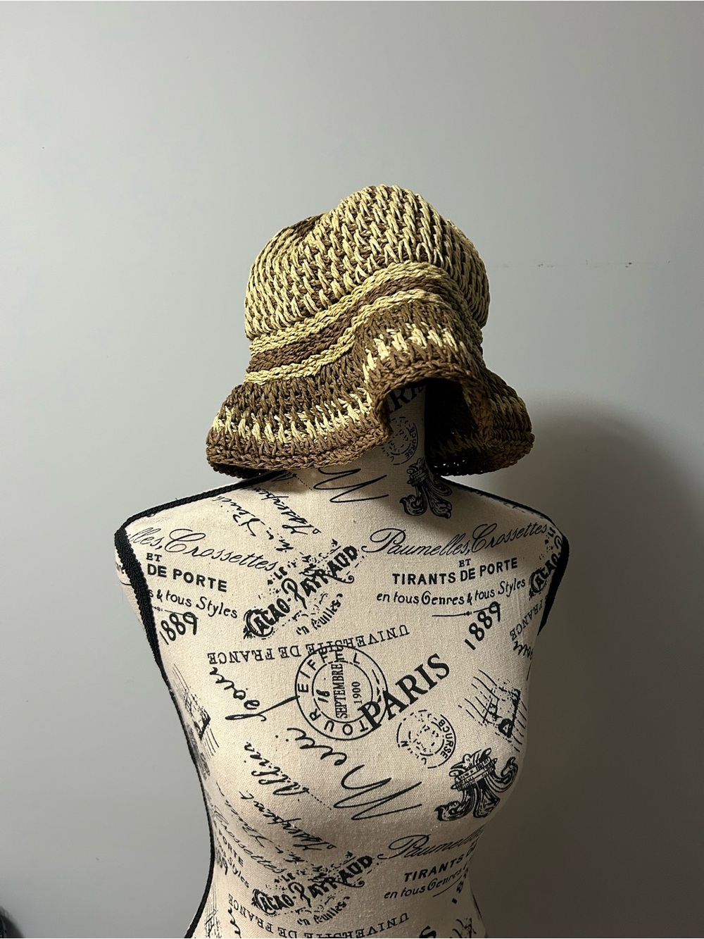 ZARA Woven Straw Bucket Hat - Natural/Brown